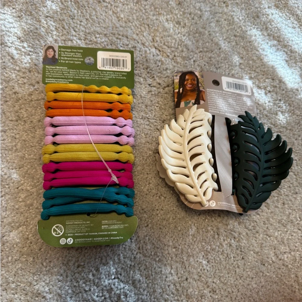 Goody Elastic Hair Ties and Leaf Hair Clips Set